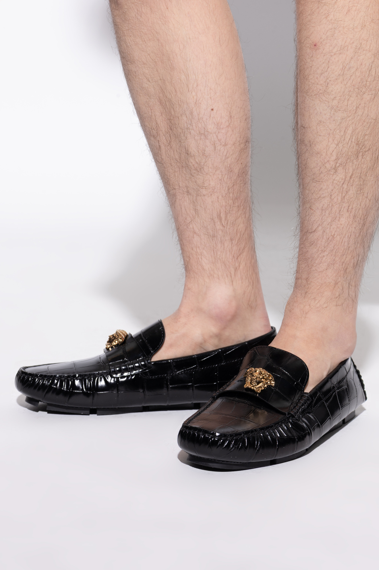 VERSACE ローファー メドゥーサ '95 レザー ローファー ブラック,ゴールド | VERSACE JP